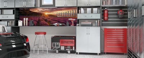Workerwall Werkstattwände - Lavendelfeld mit Sonnenuntergang - Werkstattbeispiel 1