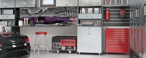 Workerwall Werkstattwände - Lila Oldtimer in der Wüste - Werkstattbeispiel 1