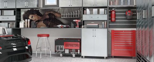 Workerwall Werkstattwände - Sexy Brünette in Dessous - Werkstattbeispiel 1