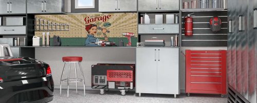 Workerwall Werkstattwände - Rockabilly Welcome to Garage - Werkstattbeispiel 1