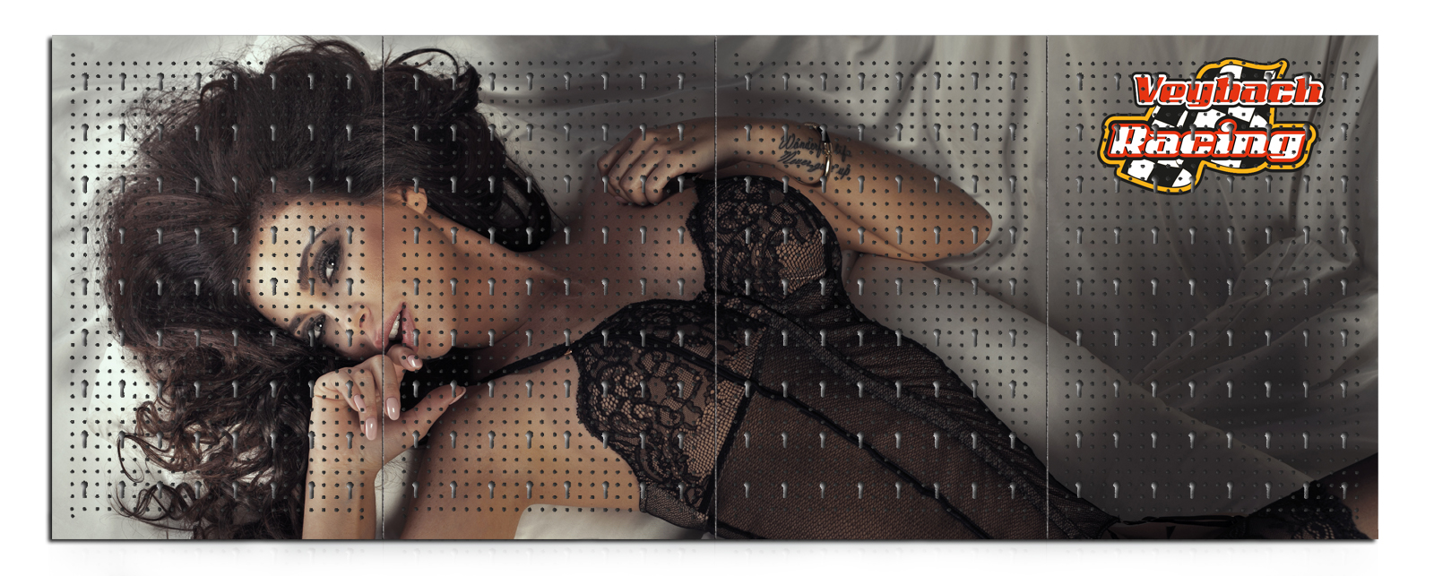 Individuelle Werkzeugwand Sexy Brünette in Dessous für Veybach Racing